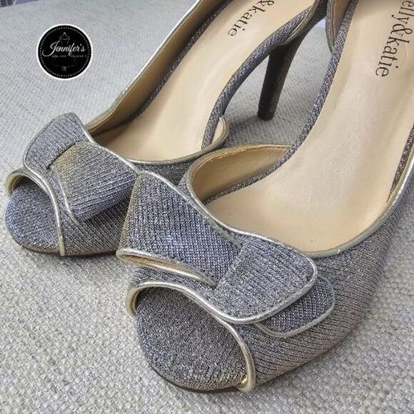 Kelly & Katie Metallic Gold/Silver Janet Peep Toe Pump Size 6 - Picture 7 of 13